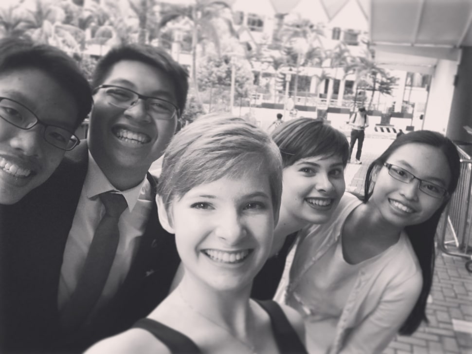 5 student leaders smiling outdoors